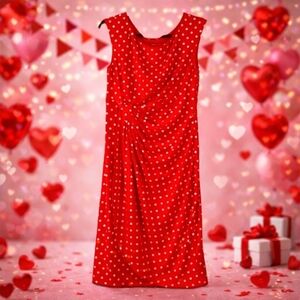 DRESSBARN SIZE 8 VINTAGE RED POLKADOTS MIDI‎ DRESS SUMMER GUC